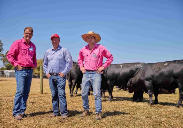Sinclair Munro From Booroomooka Angus With Te Mania Angus Stud Director Tom Gubbins And Farm Manager Sam Reid, Hexham, Vic.